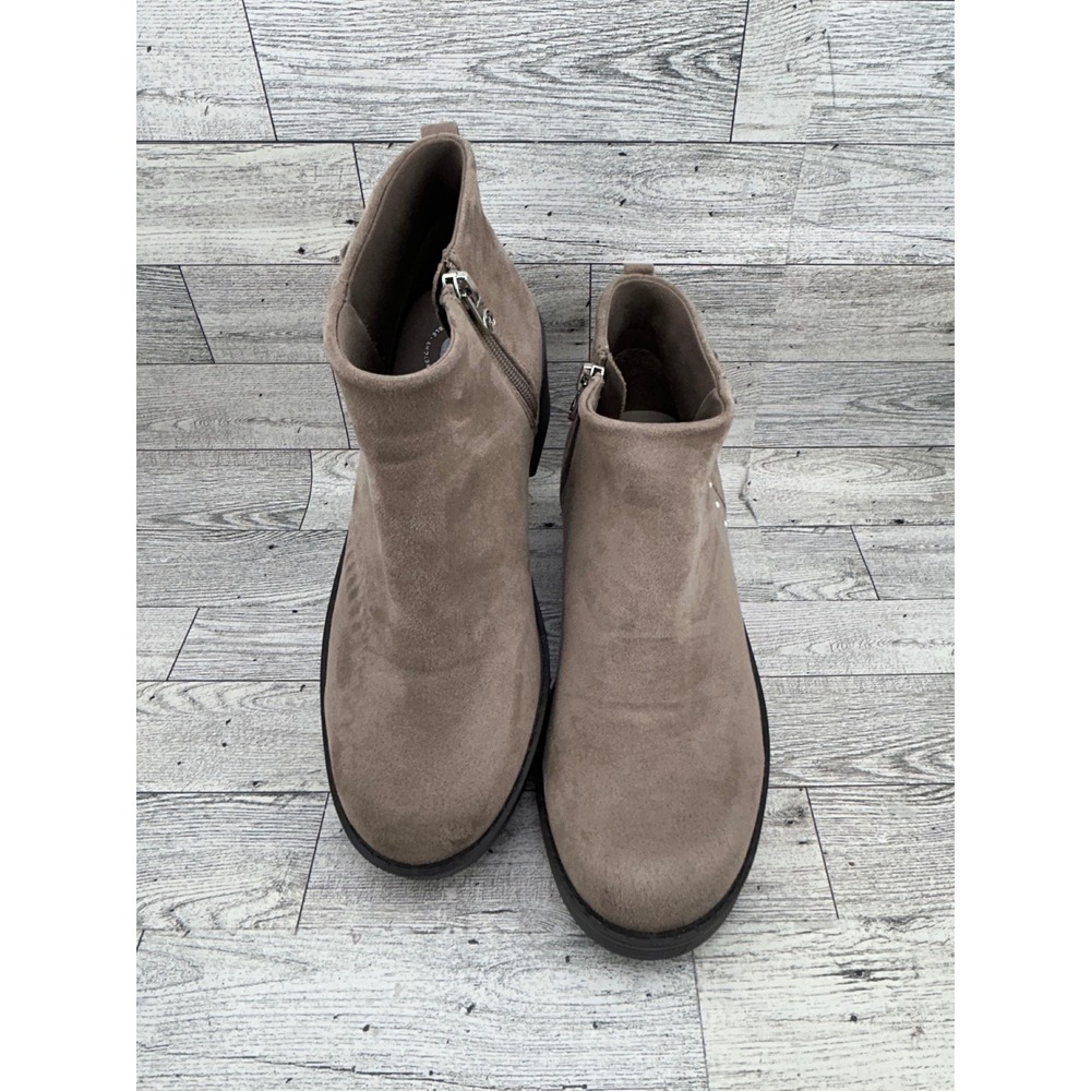 Bzees Olivia Taupe Fabric Suede Ankle Boots Washable Block Heel Women Size‎ 7W